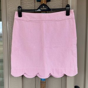 VINEYARD VINES 🐳 Ladies Pink & White Scalloped Cotton Seersucker Skirt - Size 8